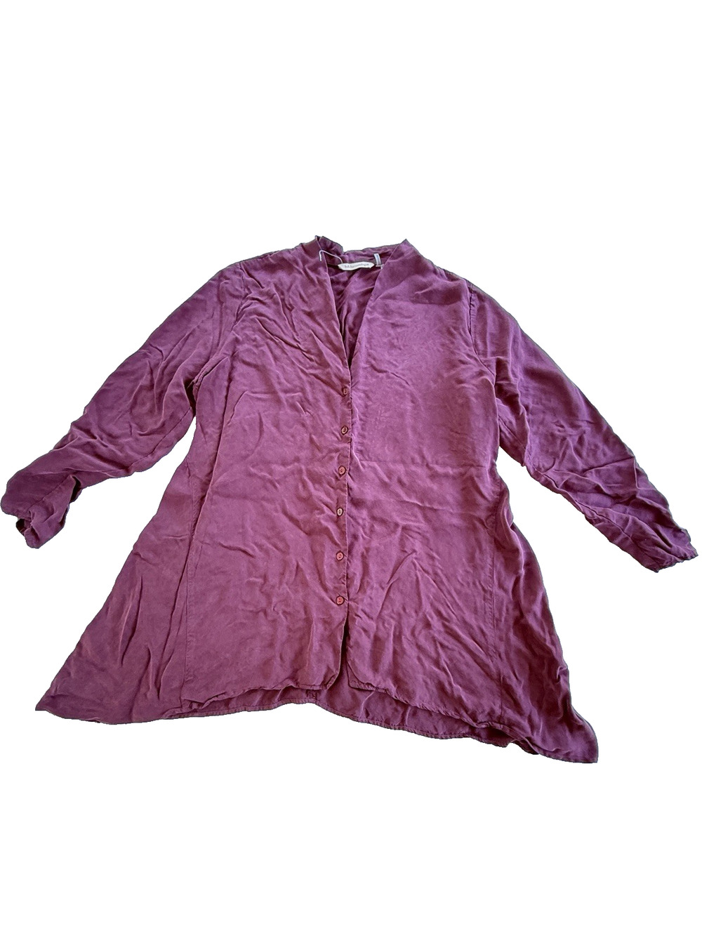 Soft Surroundings XL Plum Purple Asymmetrical Button Up Blouse Flowy